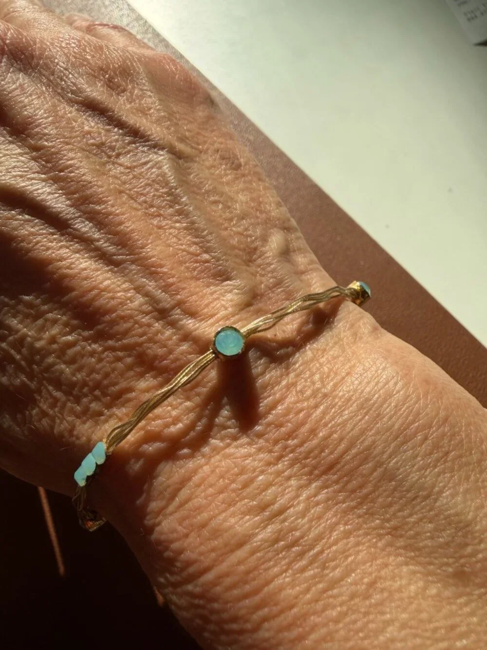 Gold and turquoise opals bracelets by Seasonal Whispers